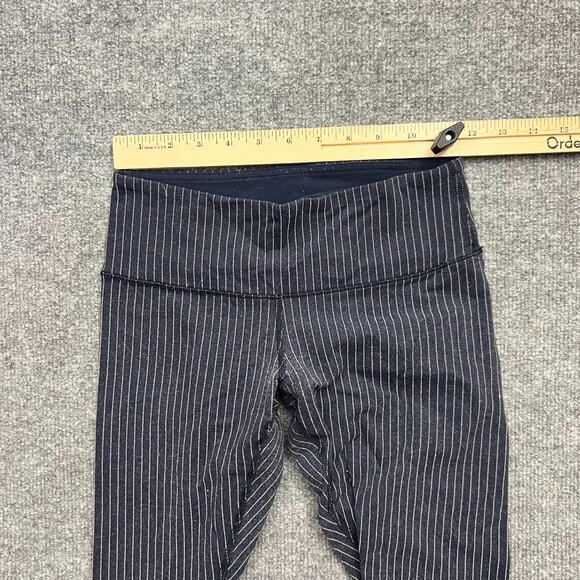 Lululemon Wunder Under Leggings Sz 4 Navy White Pinstripe High Rise Full Length - Picture 8 of 13